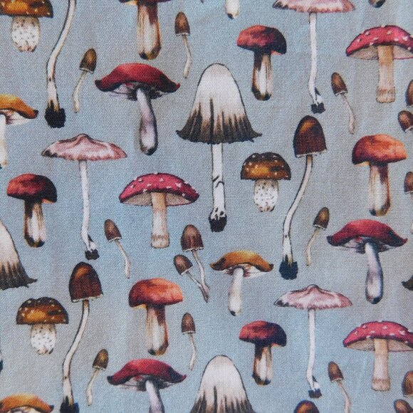 NWT Saks Fifth Ave novelty graphic mushroom print slim fit SS button camp shirt - Picture 16 of 16